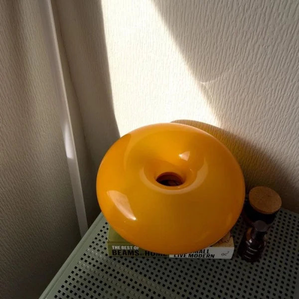 Rund væglampe i glas - berøringsdæmper, varmt LED-lys, orange eller hvid