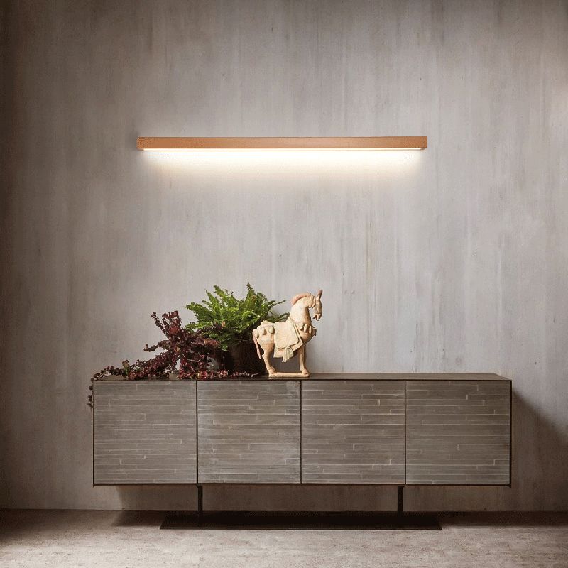 مصباح جداري خطي LED من الخشب والأكريليك — بأسلوب جاباندي