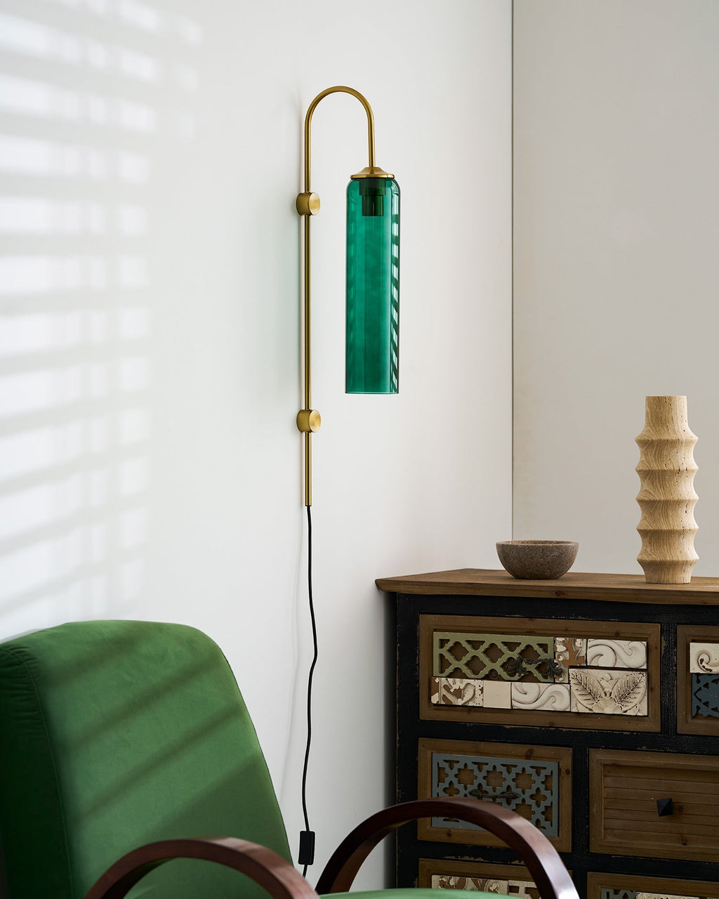 Stecker-Wandleuchte aus Glas, moderne zylindrische Form