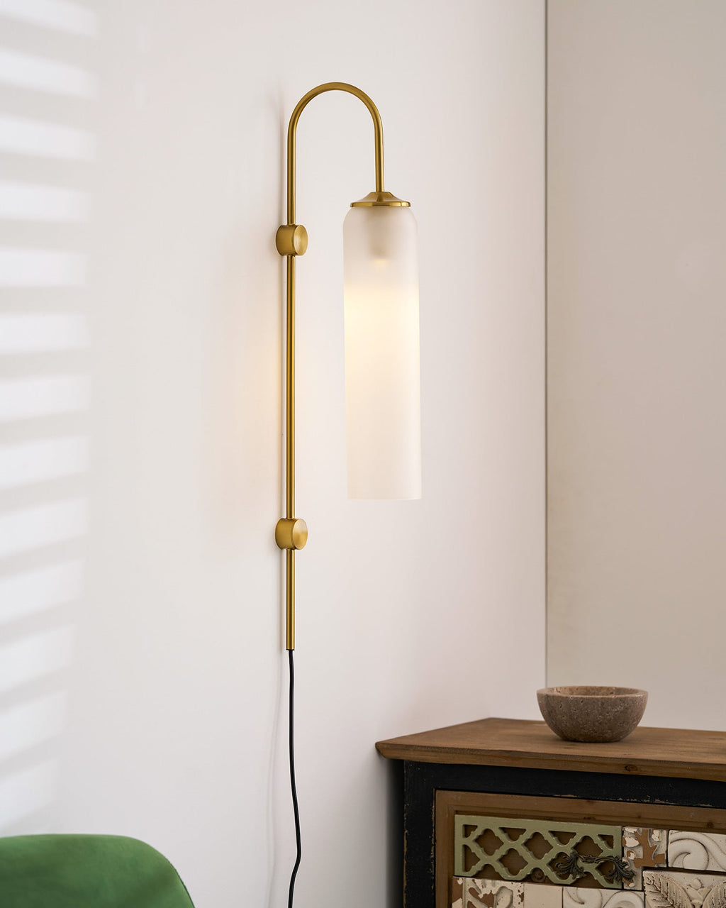 Stecker-Wandleuchte aus Glas, moderne zylindrische Form
