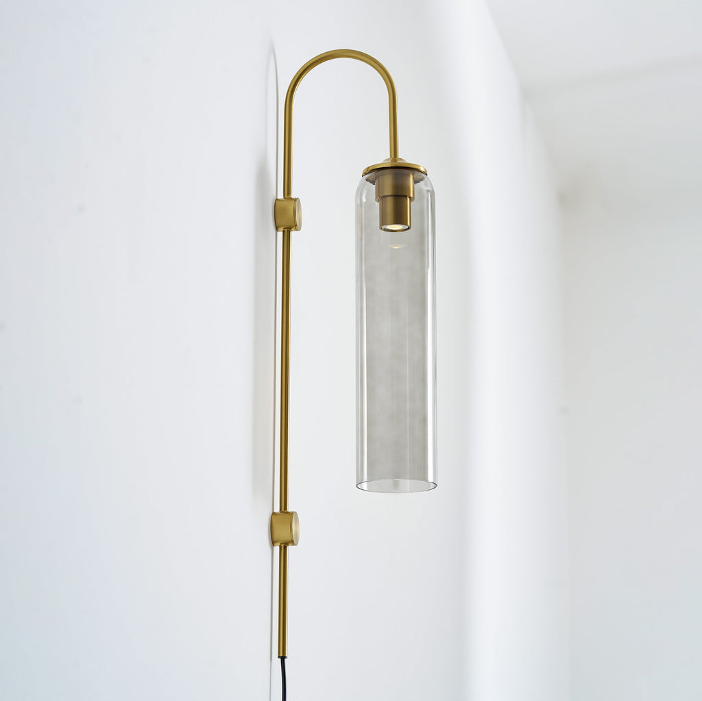 Stecker-Wandleuchte aus Glas, moderne zylindrische Form