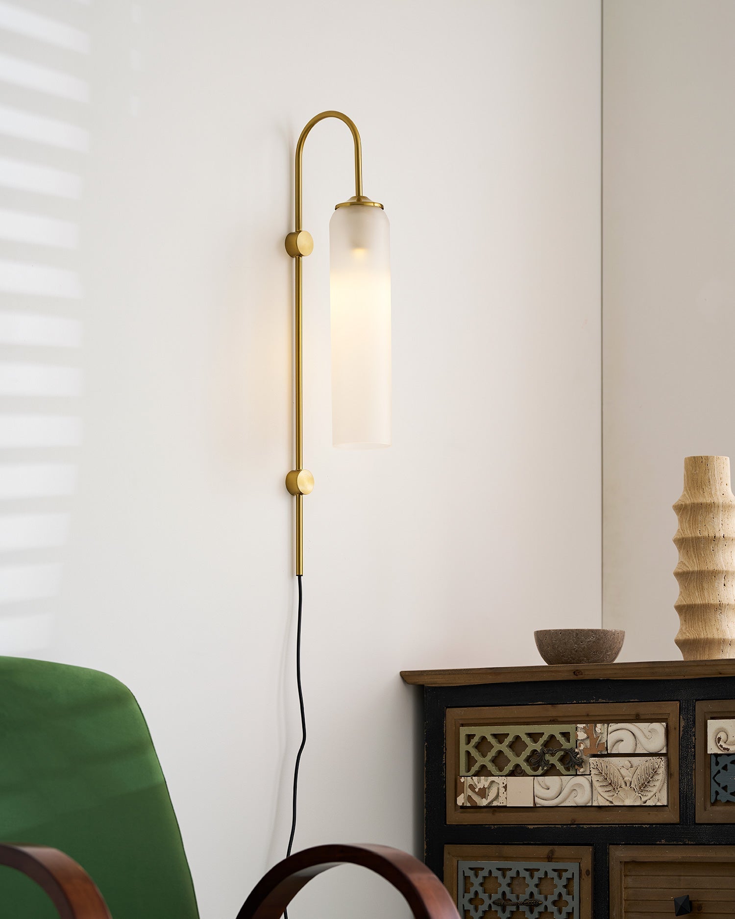 Stecker-Wandleuchte aus Glas, moderne zylindrische Form