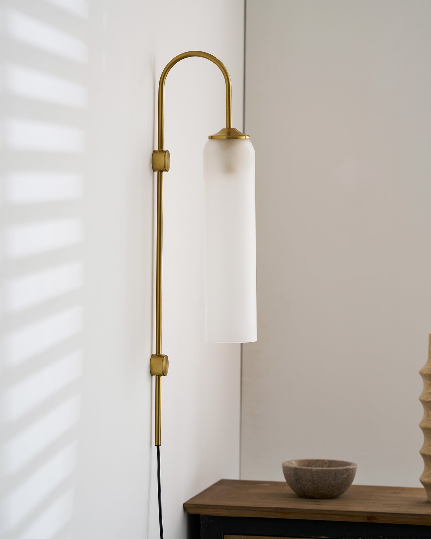 Stecker-Wandleuchte aus Glas, moderne zylindrische Form