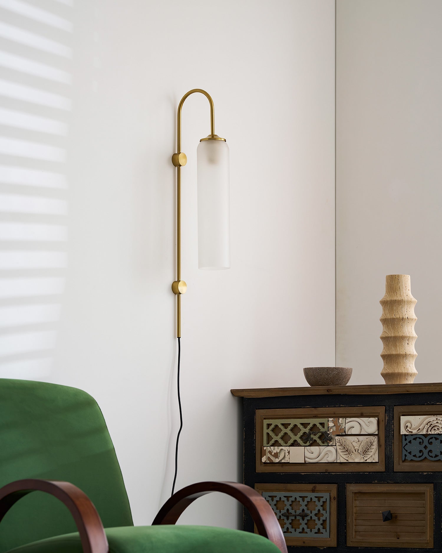 Stecker-Wandleuchte aus Glas, moderne zylindrische Form