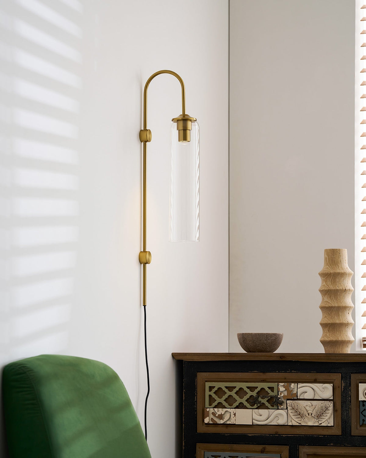 Stecker-Wandleuchte aus Glas, moderne zylindrische Form
