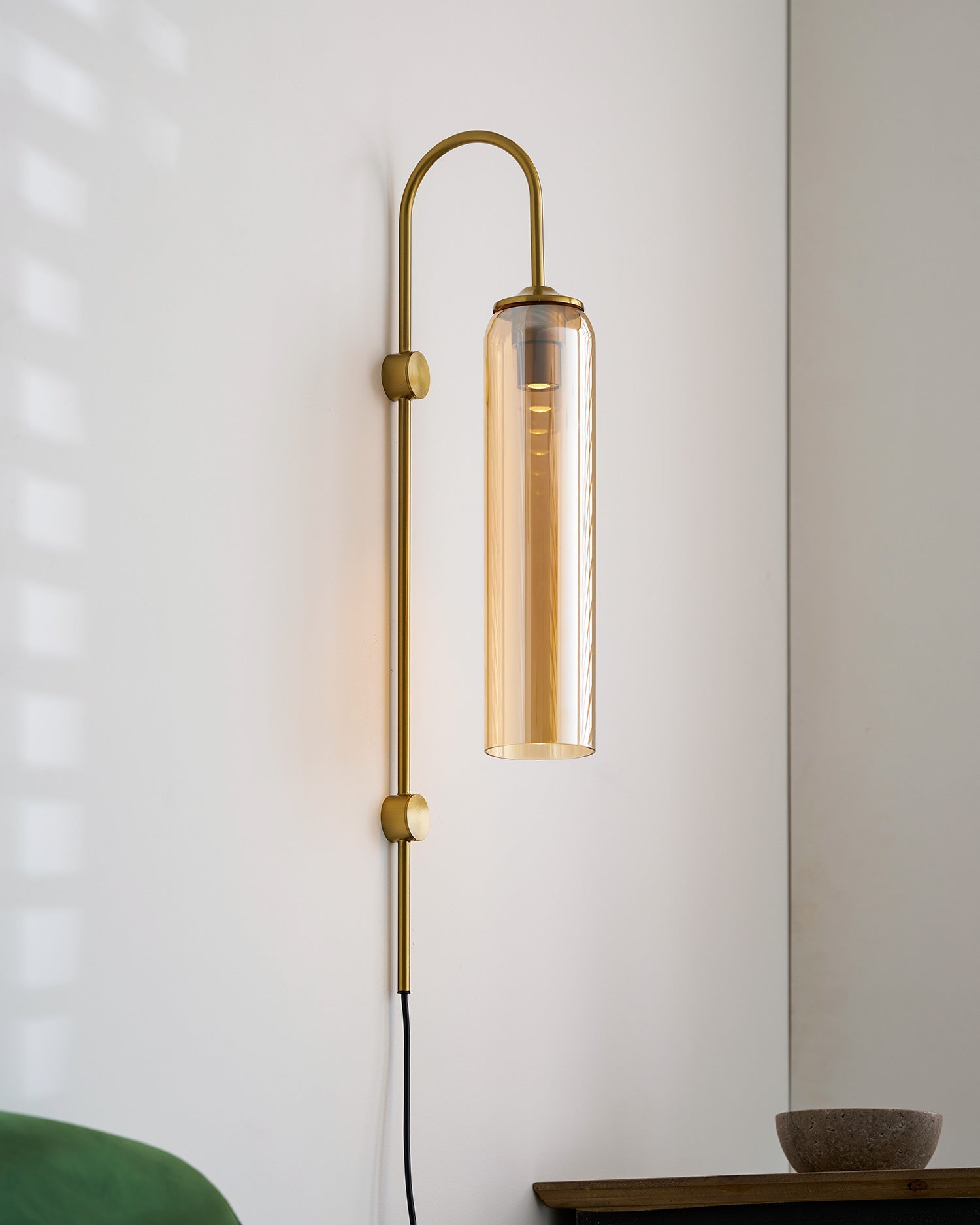 Stecker-Wandleuchte aus Glas, moderne zylindrische Form