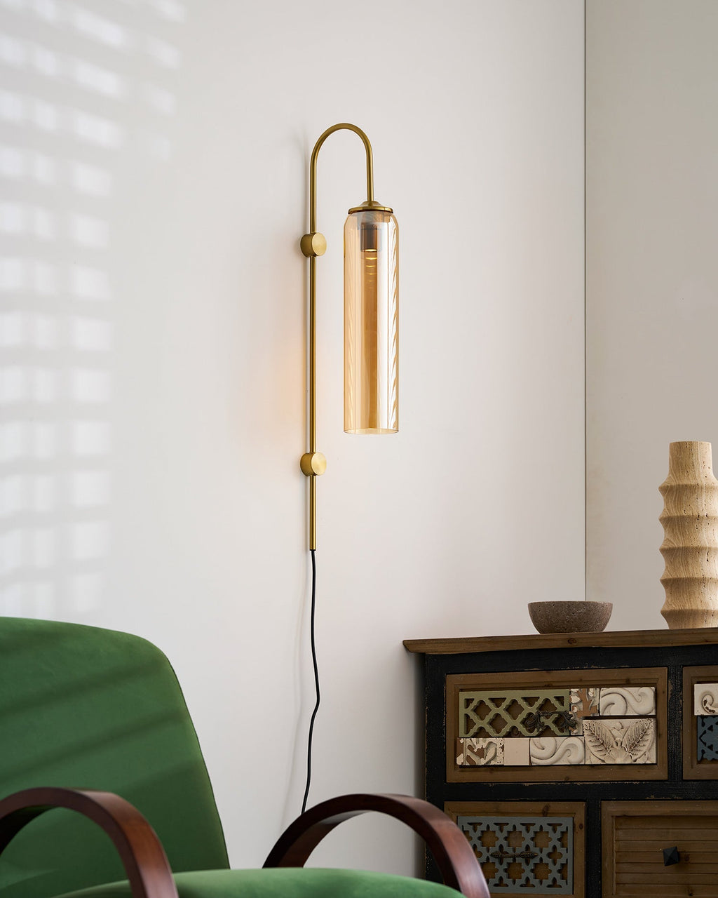 Stecker-Wandleuchte aus Glas, moderne zylindrische Form