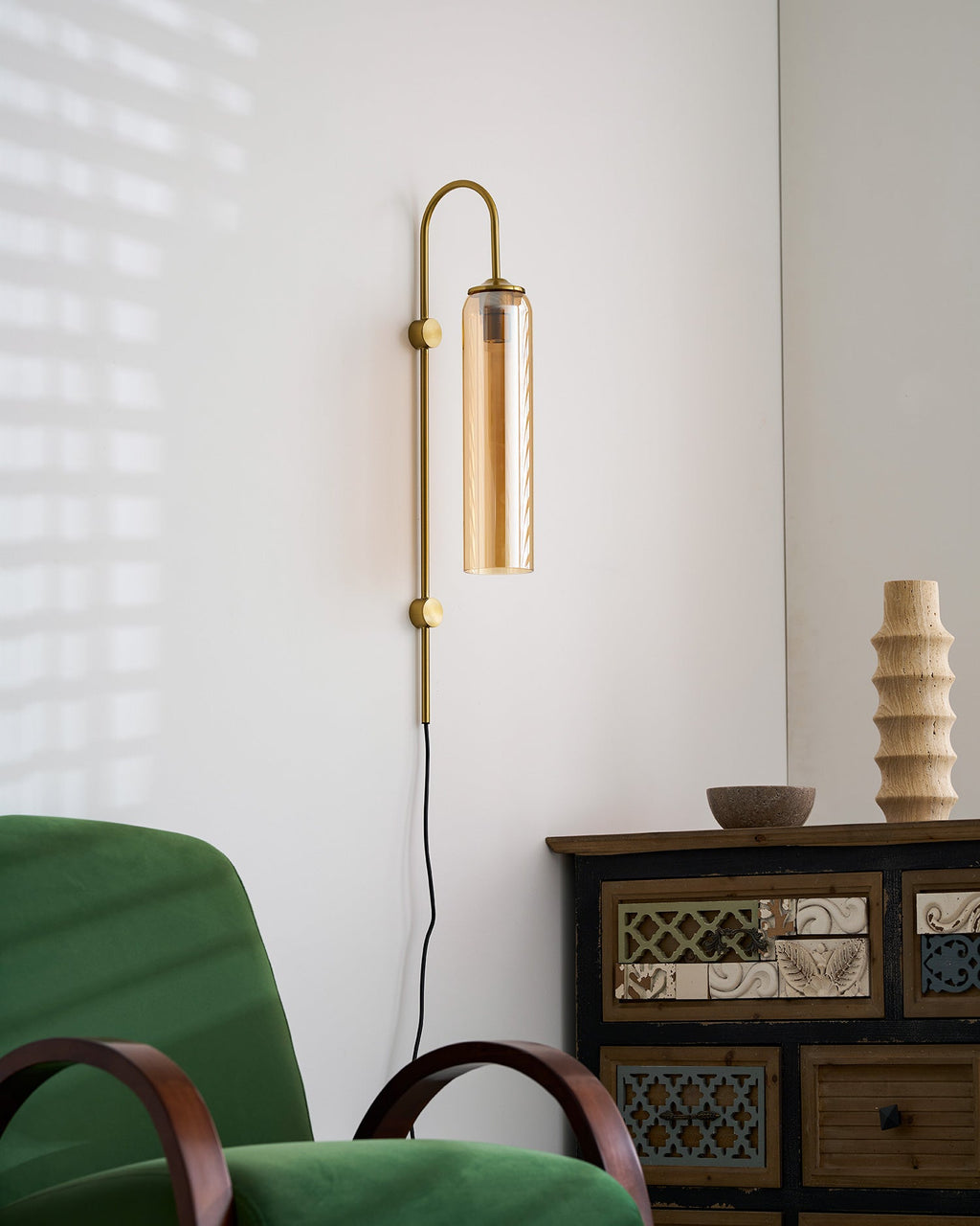 Stecker-Wandleuchte aus Glas, moderne zylindrische Form