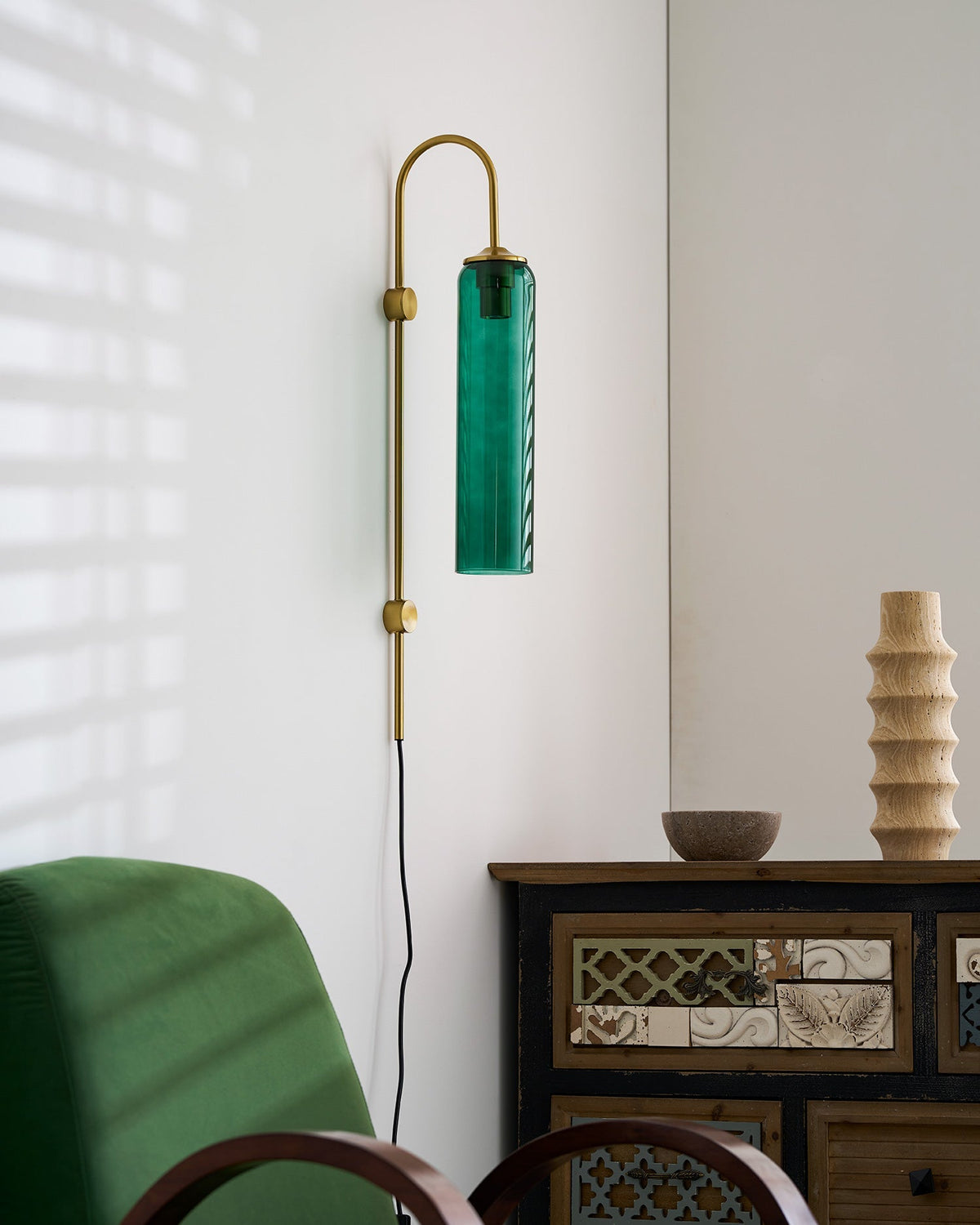 Stecker-Wandleuchte aus Glas, moderne zylindrische Form