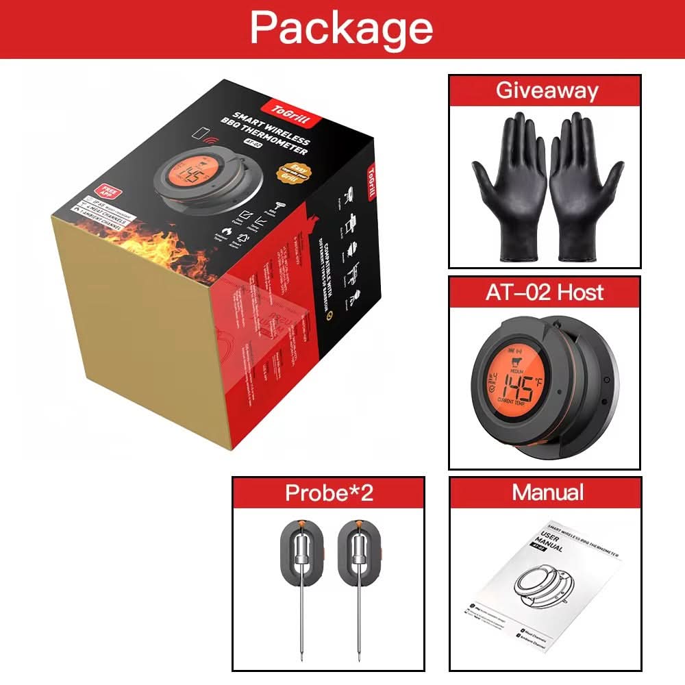 Termometro per carne wireless AeroTemp Pro per barbecue con Bluetooth in tempo reale e quattro sonde