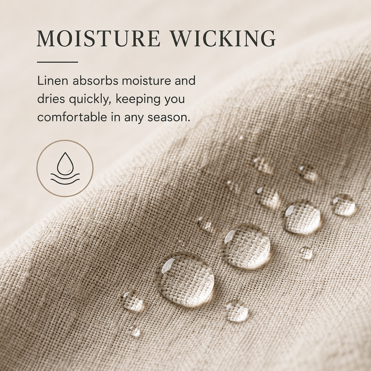 VivoSleep 100% pure linen bed sheets are shown on a made-up bed.