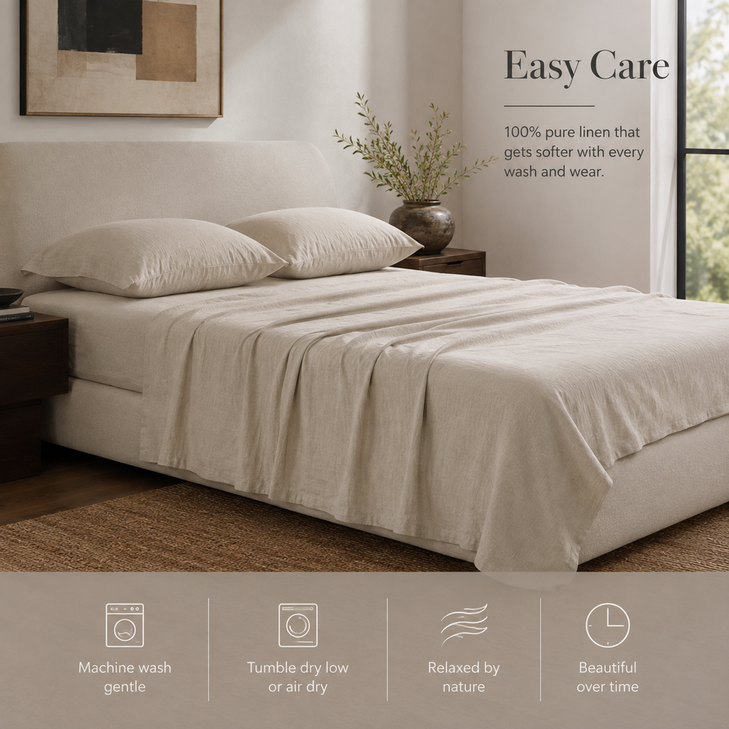 VivoSleep linen bed sheets are machine washable and easy to care for.