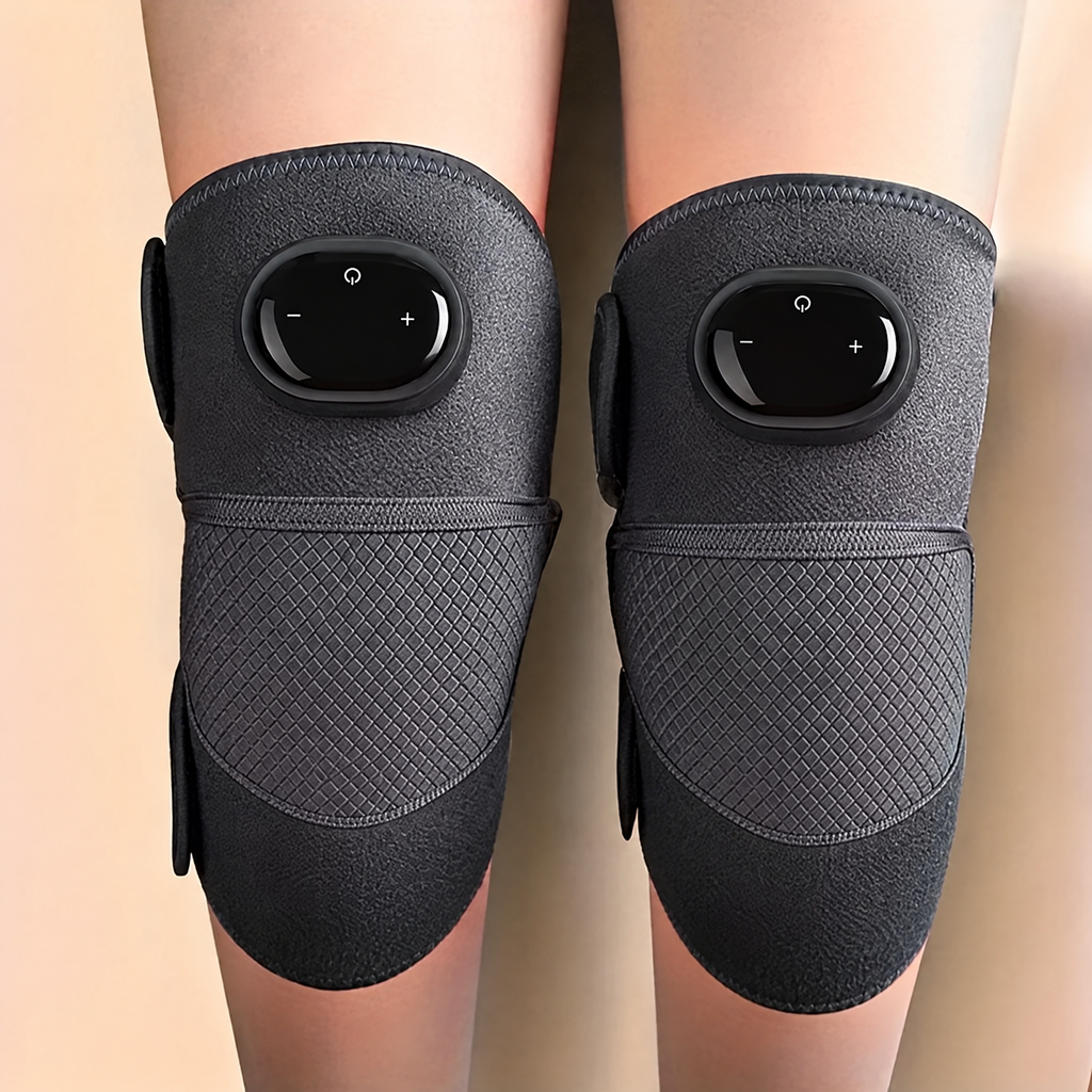 WarmDuo heated knee wraps on both knees