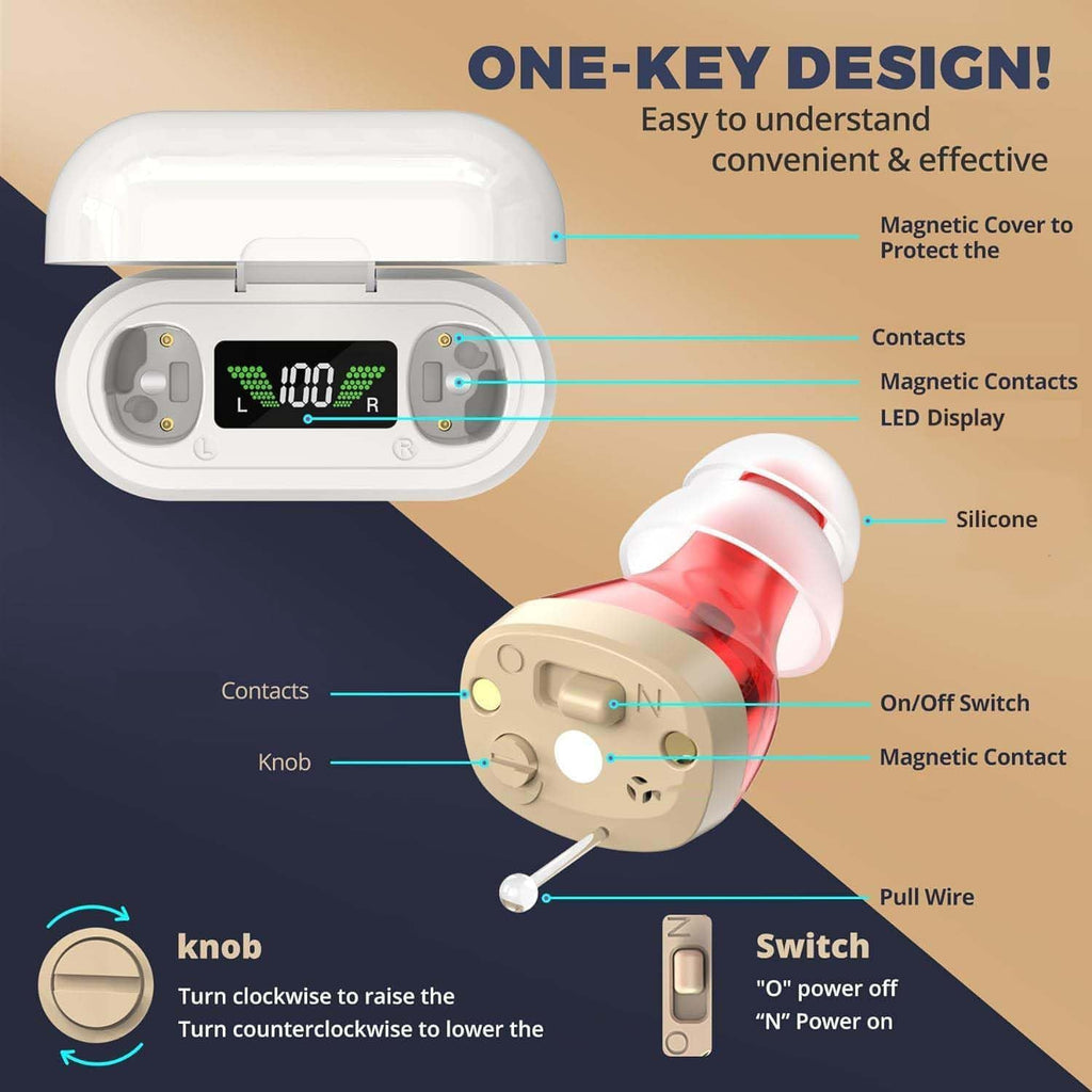 Wireless Rechargeable OTC Hearing Aids with Charging Case | Orntli