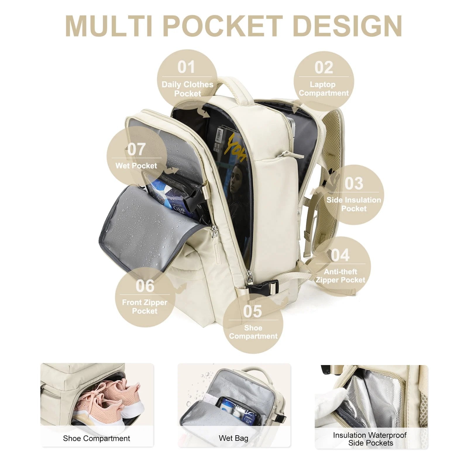 Women's Large Travel Backpack – Waterproof Hiking Backpack Anti-Theft | Orntli
