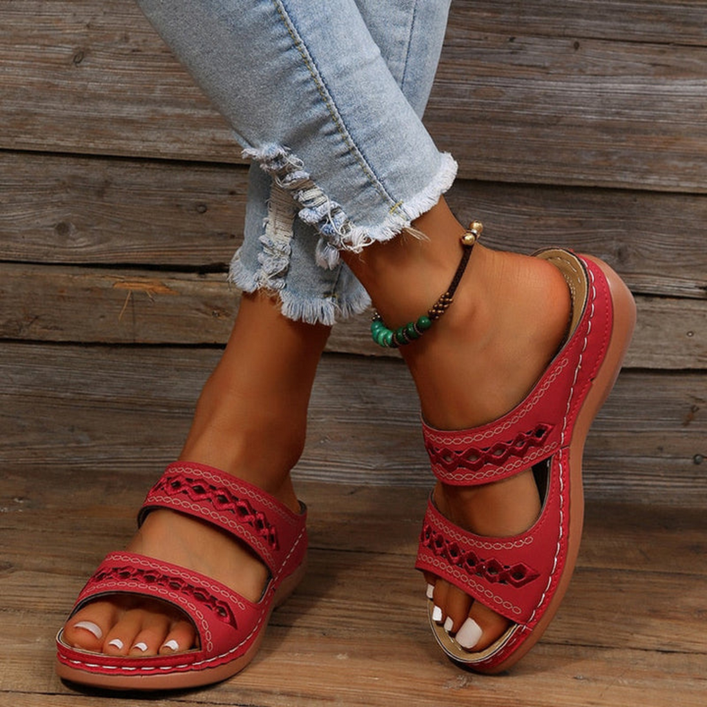 Women's Supportive Decorative Strap Slide Sandals | Orntli