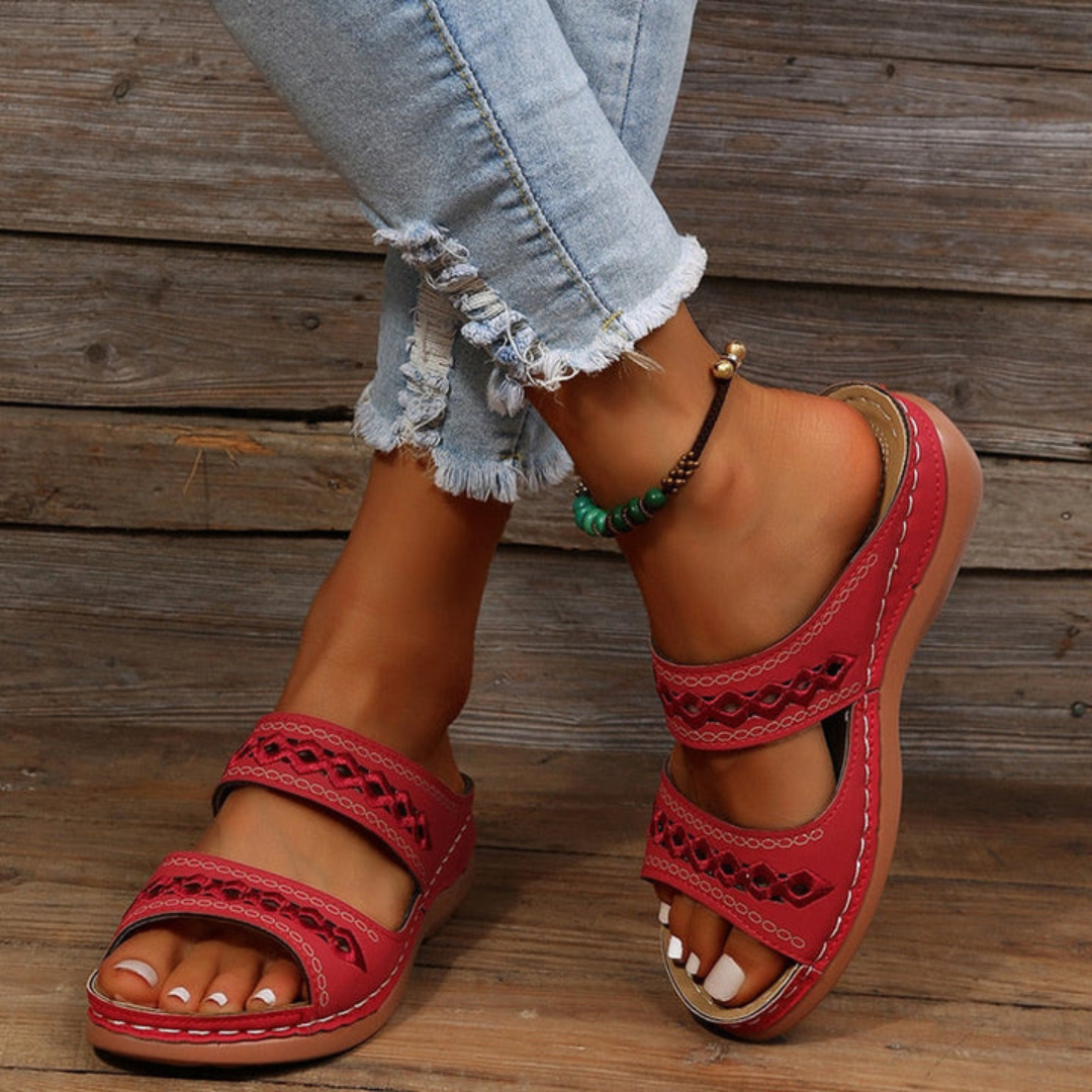 Women's Supportive Decorative Strap Slide Sandals | Orntli