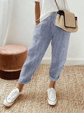 Women's Striped Comfortable Cropped Trousers | Orntli