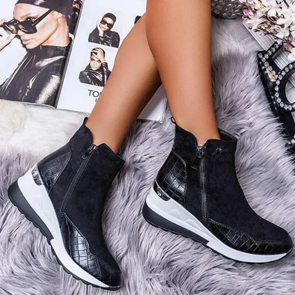 Women's Waterproof Side-Zip Wedge Boots | Orntli