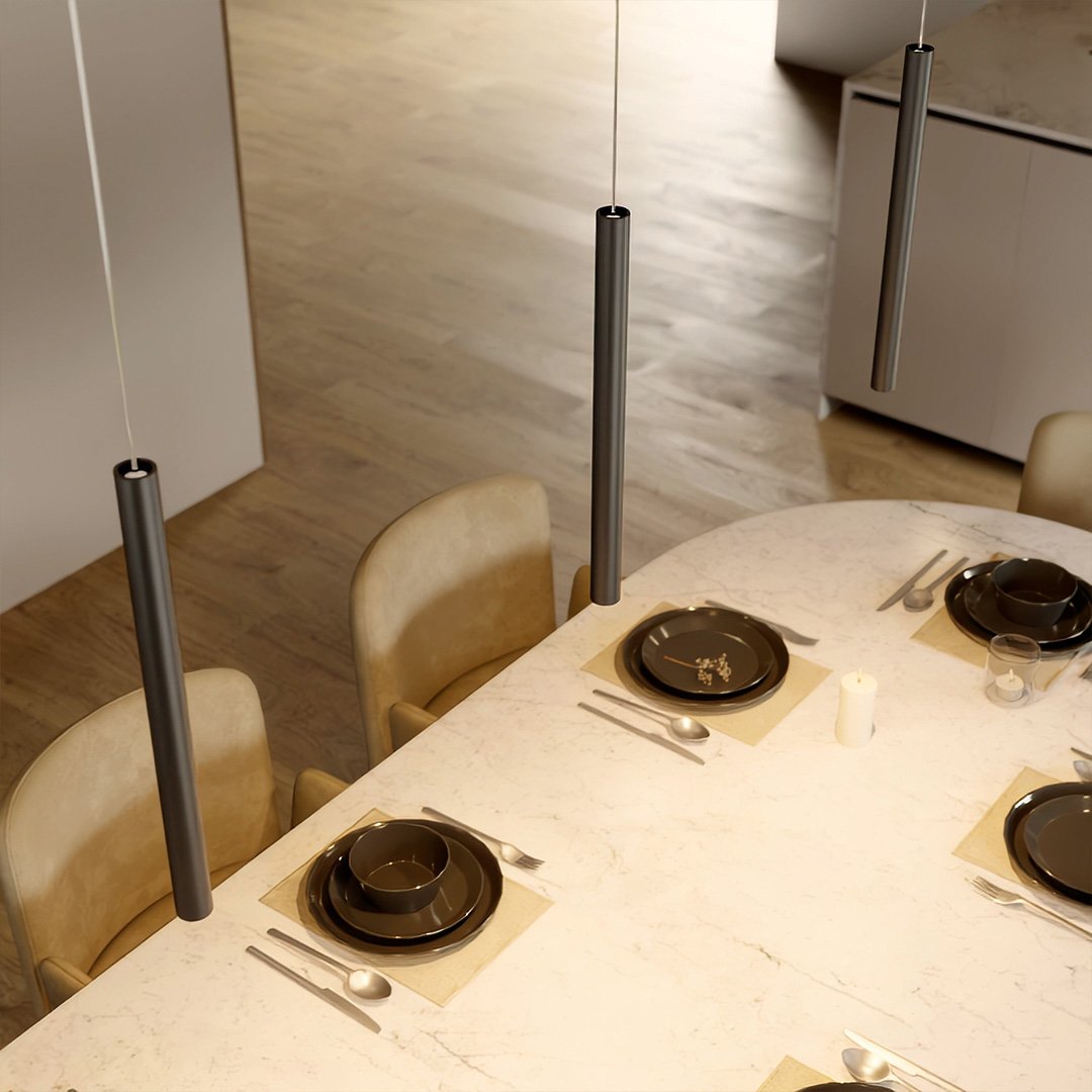 Lustră suspendată minimalistă Cirroia de la Lumenry Lampă suspendată LED din aluminiu