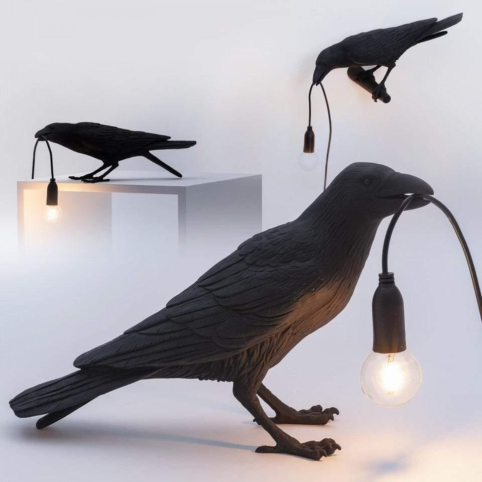 Lampa z ptakiem kruka