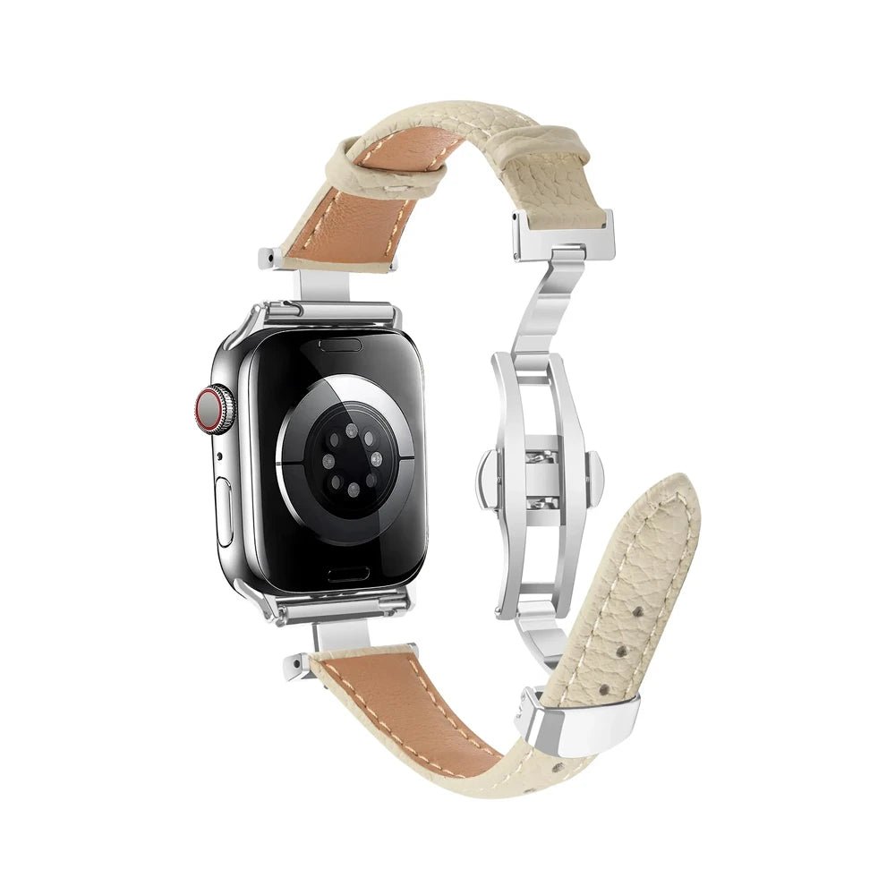 Cinturino da donna in vera pelle e acciaio inox per Apple Watch