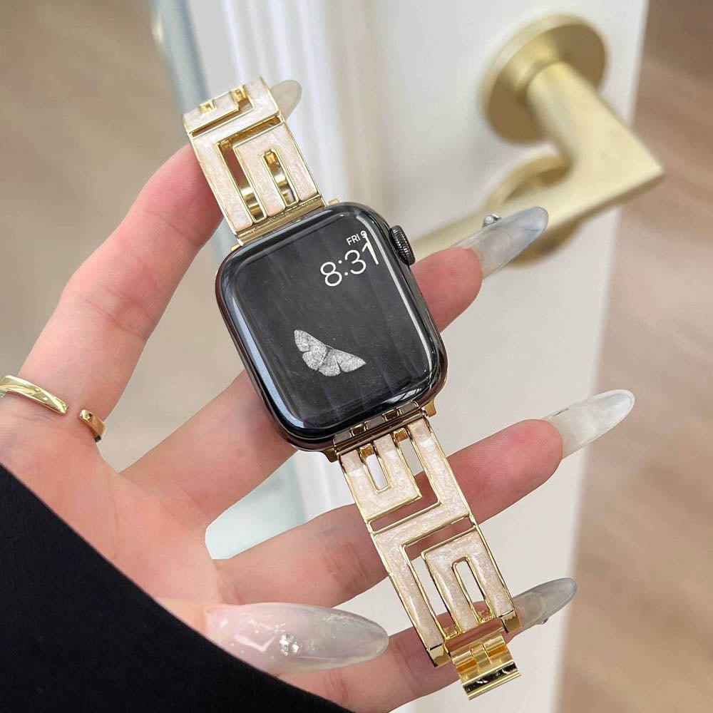 Naisten ruostumattomasta teräksestä valmistettu neliönmuotoinen linkkiranneke Apple Watchiin