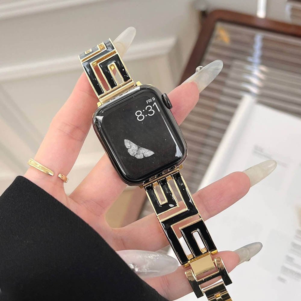 Naisten ruostumattomasta teräksestä valmistettu neliönmuotoinen linkkiranneke Apple Watchiin