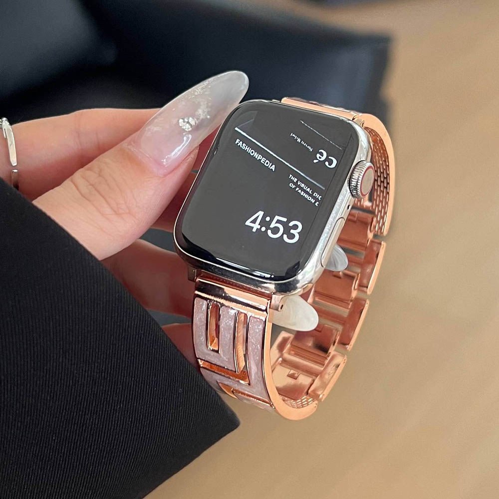 Naisten ruostumattomasta teräksestä valmistettu neliönmuotoinen linkkiranneke Apple Watchiin