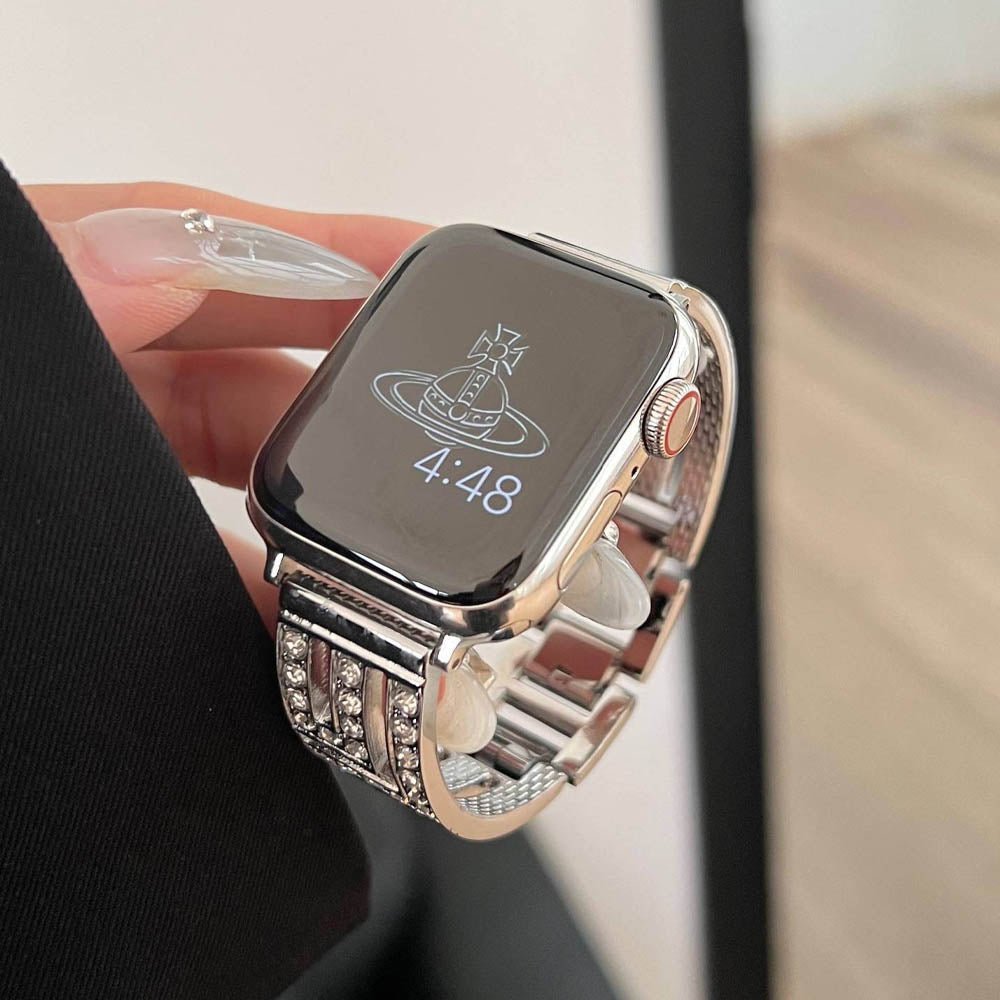 Naisten ruostumattomasta teräksestä valmistettu neliönmuotoinen linkkiranneke Apple Watchiin