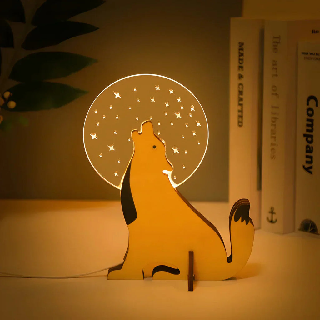 Lampada da tavolo animale in legno - WildGlow | Orntli