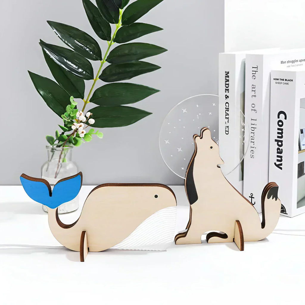 Lampada da tavolo animale in legno - WildGlow | Orntli