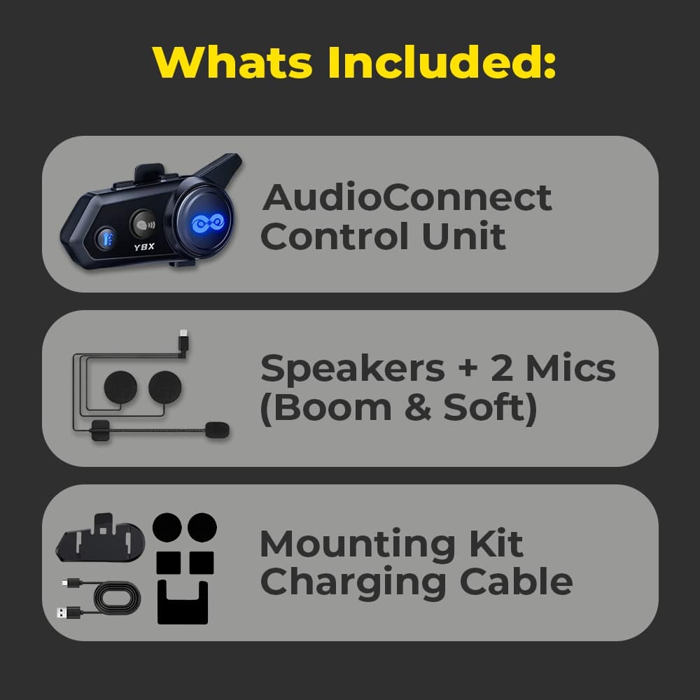 Motorcycle Helmet Intercom – 8-Rider Mesh, Bluetooth 5.1, IPX6 Waterproof