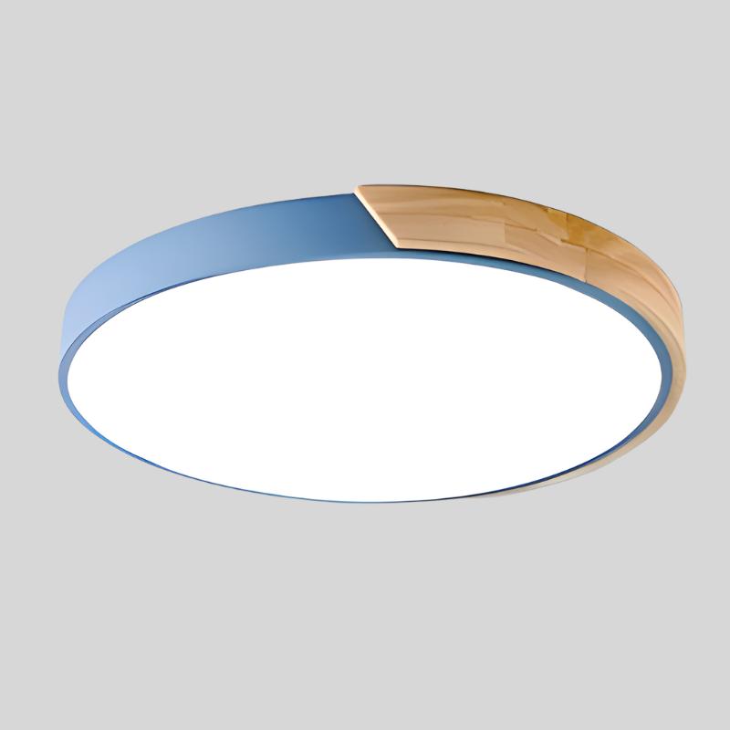 Aelora | Nordic Wood Circular Ceiling Light with Warm Glow