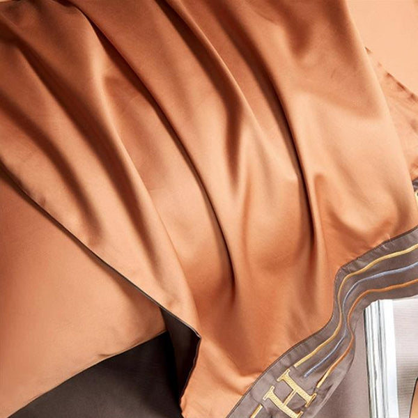 Ensemble de literie brodée en coton satiné, de luxe 4 pièces, modèle A1