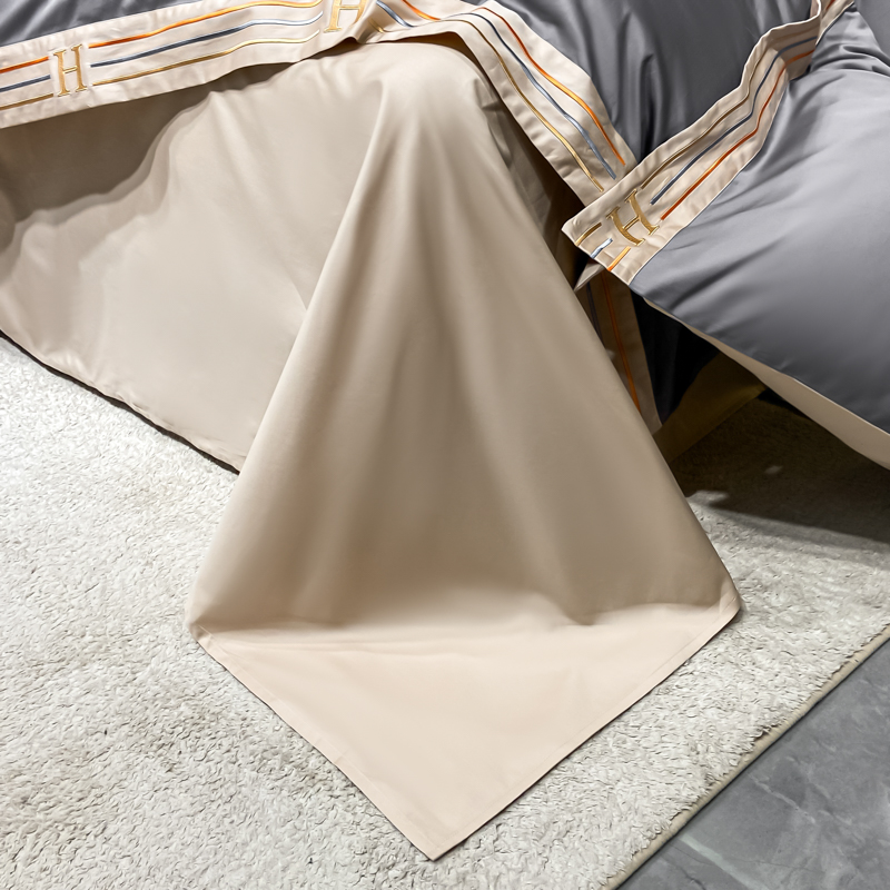 Ensemble de literie brodée en coton satiné, de luxe 4 pièces, modèle A1