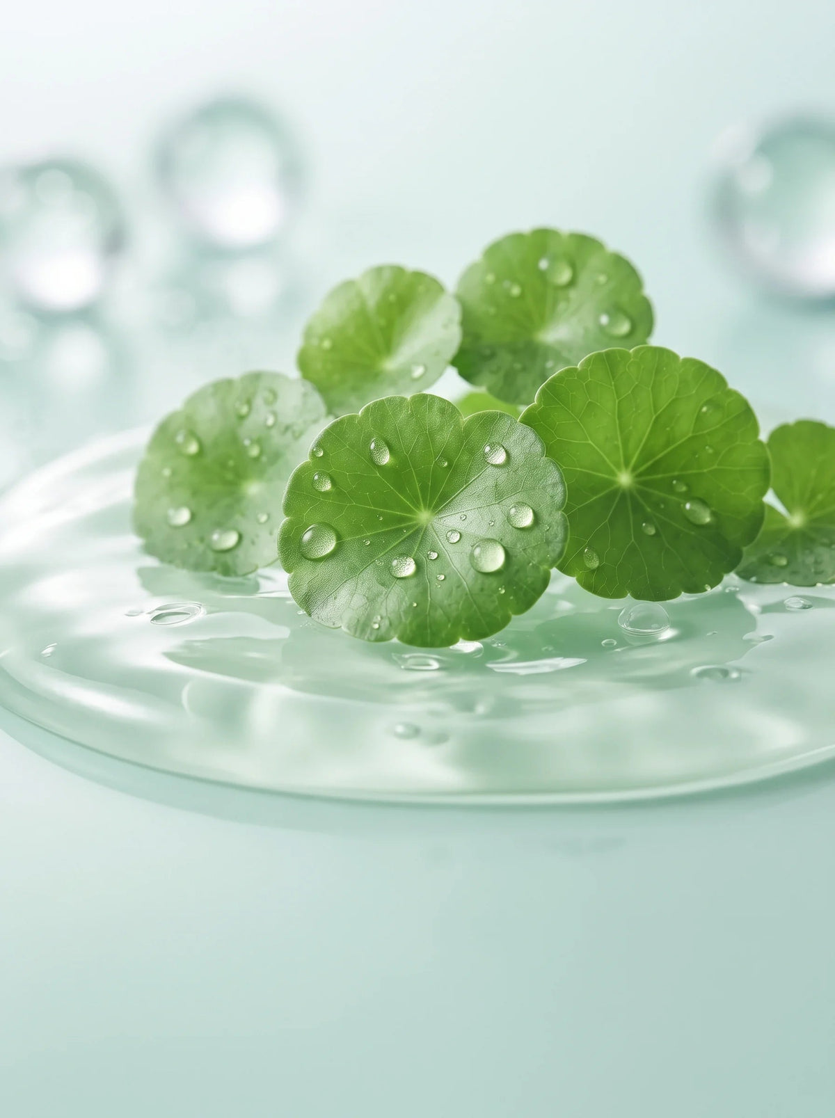 Centella leaves on water